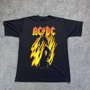 AC/DC Graphic T-Shirt Mens Large Black 2001 Reprint Stiff Upper Lip Band